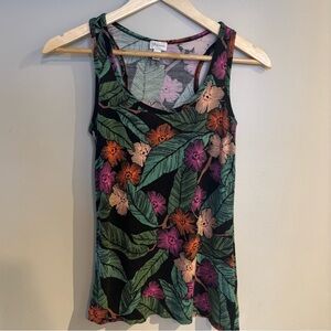 Dynamite| Lightweight Tropical Floral Tank Top in Black, Green, and Pink Sz XXS